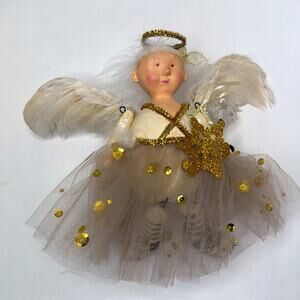 Silvestri Larkspur Lane NIB Paper Mache Angel Trinket Sitting Figure